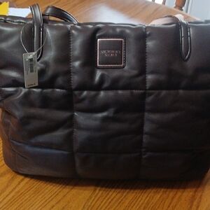 Victoria's Secret Dark Brown Quilted Tote